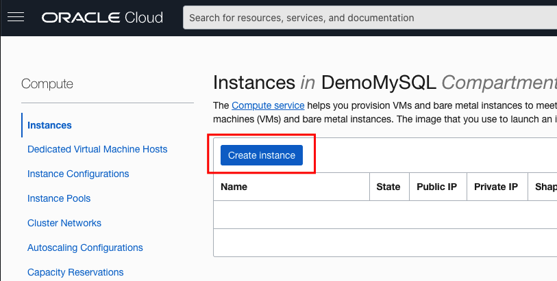 Create instance
