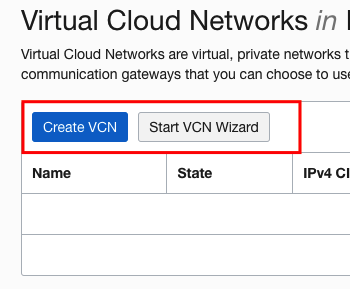 Create VCN process