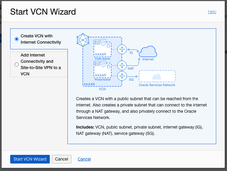 Start VCN Wizard