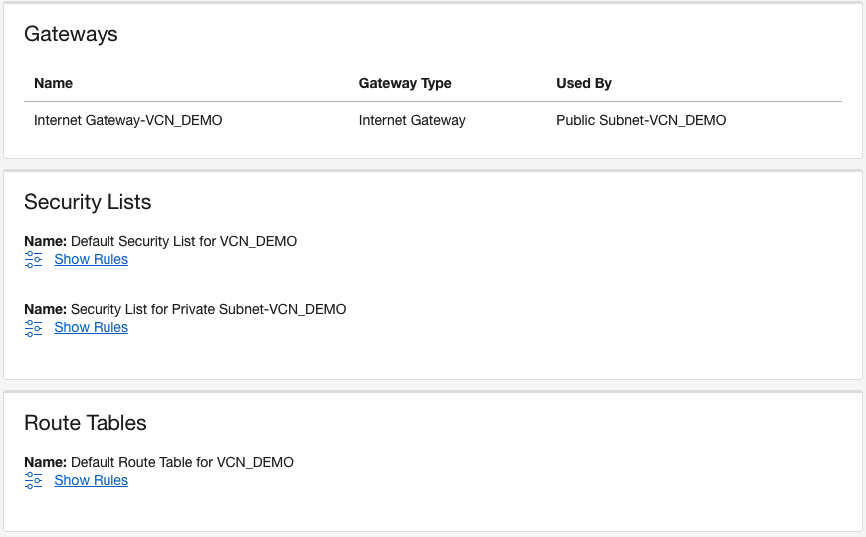 Review security list, route tables