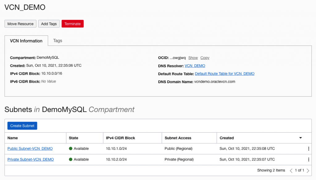 VCN Demo view