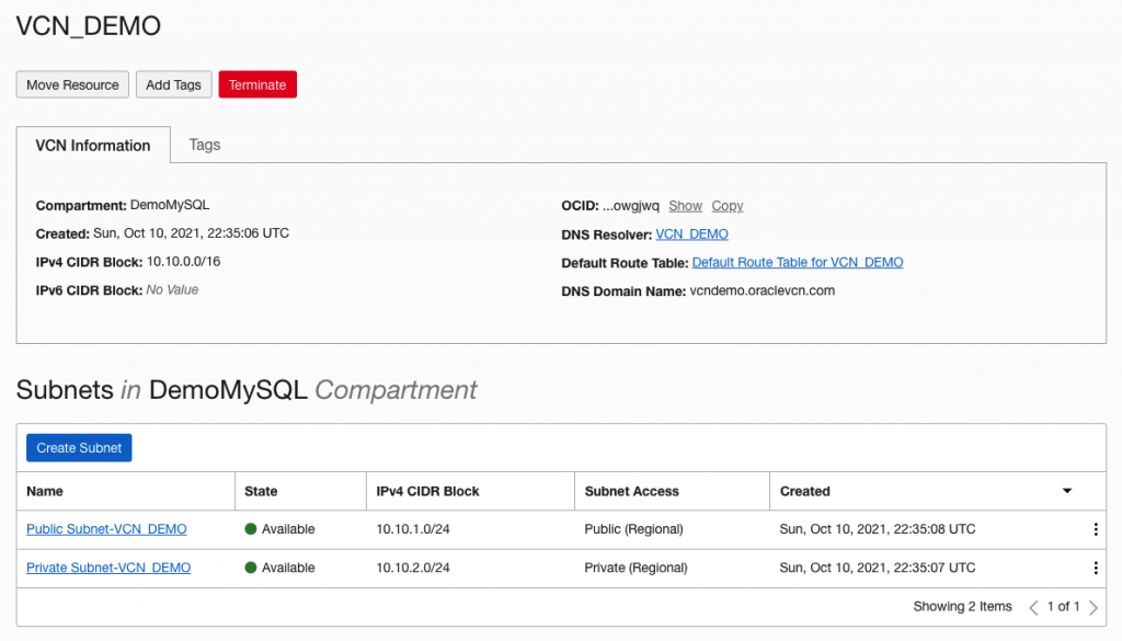 VCN Demo  view